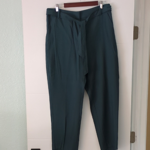 MARElieLLA Rosati Dark Teal Tapered Career Office Lightweight Viscose Trousers L - Picture 1 of 8